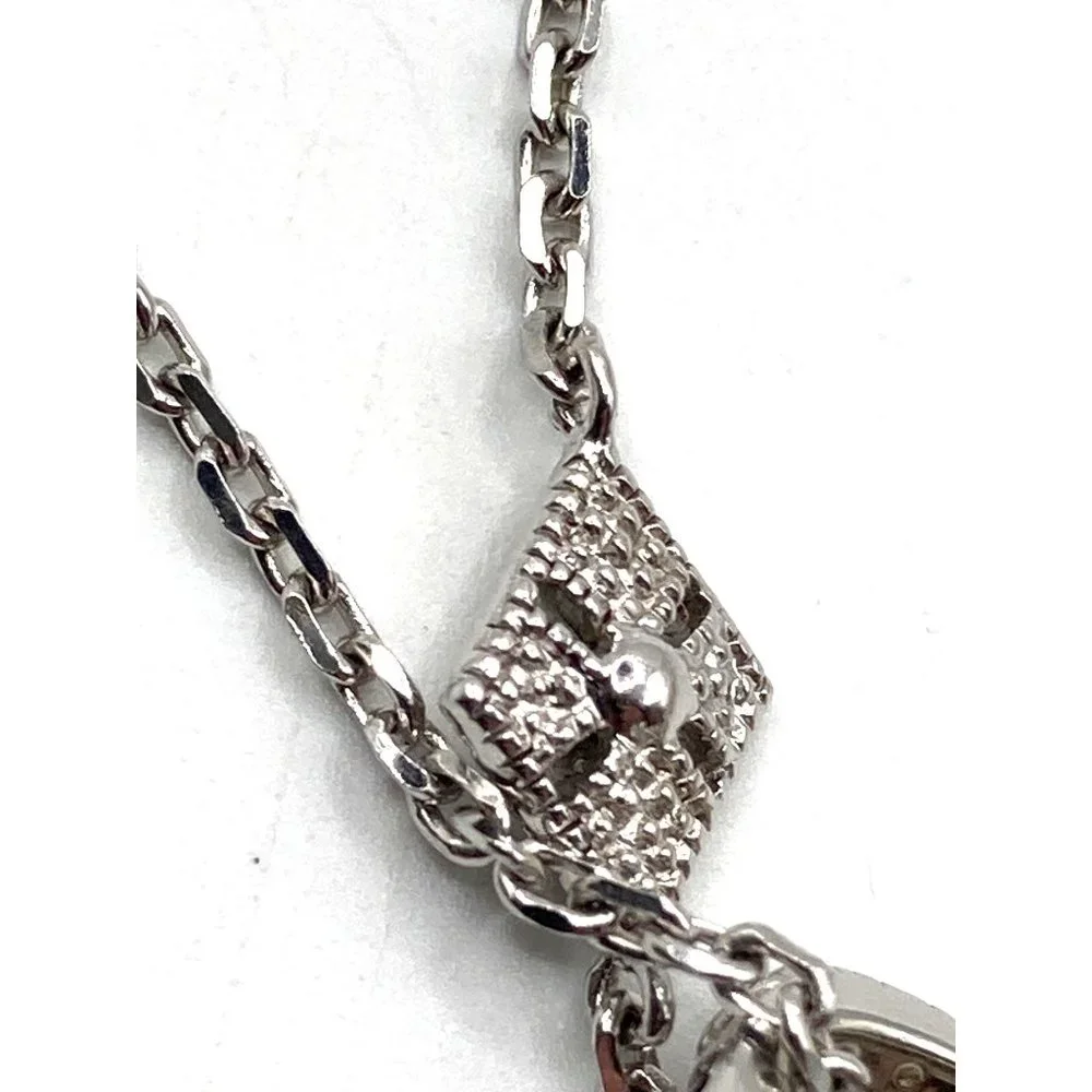 Diamonds Sterling Silver Puffy Necklace Enhancer Pendant 34